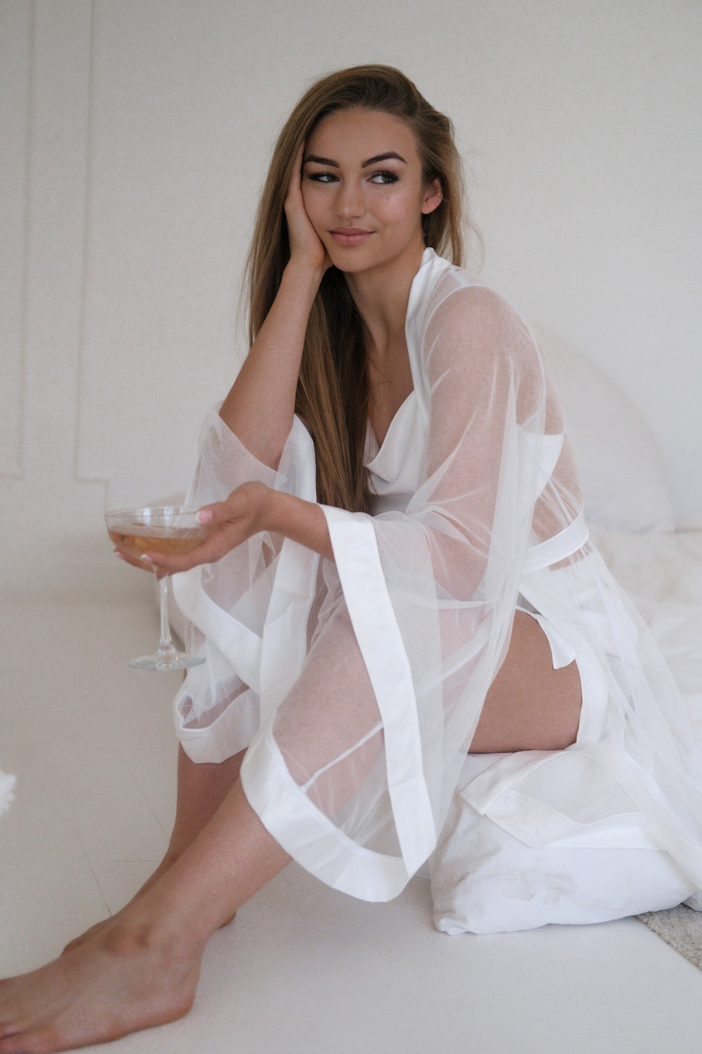 Angelica Short Tulle/Mesh Robe