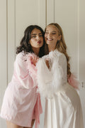 Short Feather Trim Bridesmaids Robe