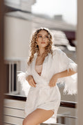 Short Satin Ostrich Feather Robe