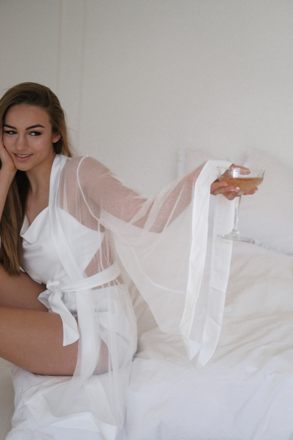 Angelica Short Tulle/Mesh Robe