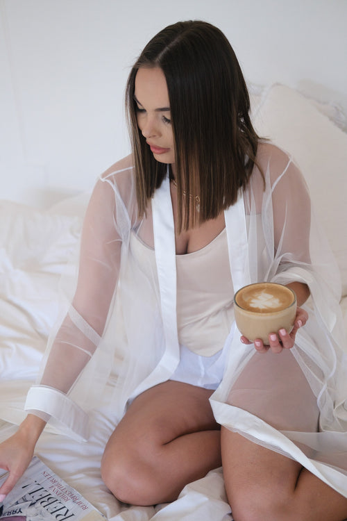 Arabella Tulle/Mesh Floor Length Bridal Robe